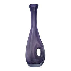 Purple Glass Center Hole Decanter Vase 13"